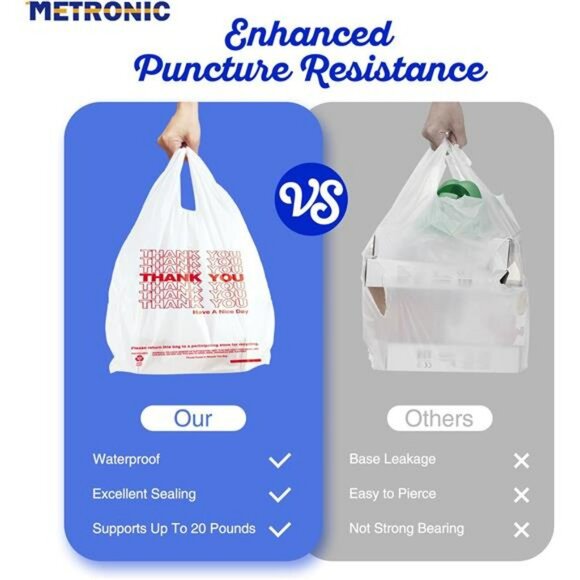 1000 count white thank you plastic bags with handles retail grocery shopping bul - Picture 3 of 7